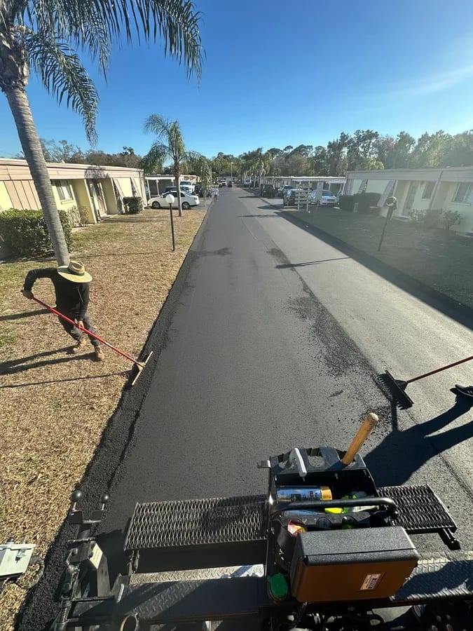See the difference after asphalt paving